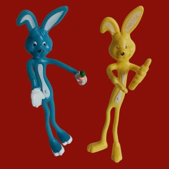 Bendable vtg  blue & yellow bunny rabbit - Picture 3 of 5